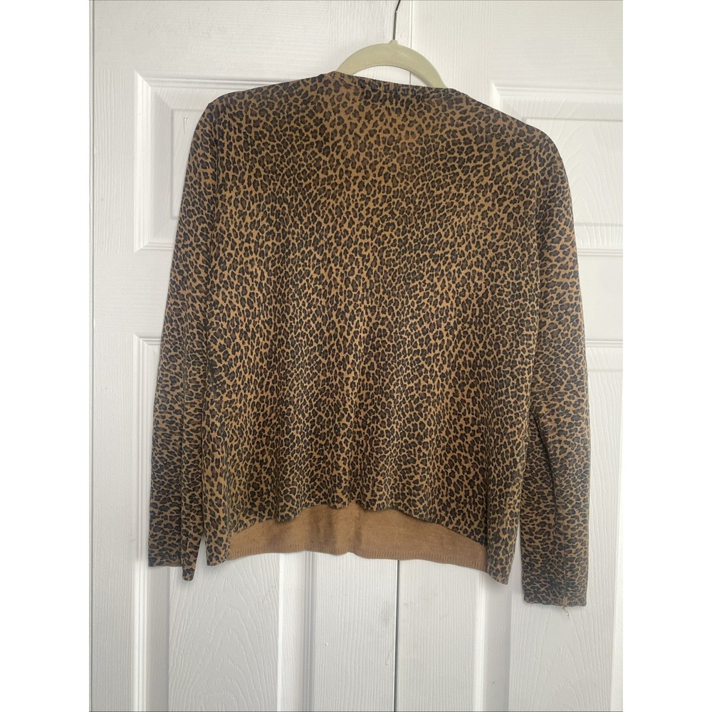 Nina Leonard Womens Medium Silk Knit Cheetah Pullover Sweater - Picture 5 of 5